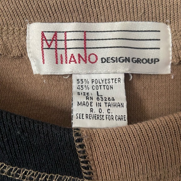 Vintage Oversized Two-Toned Crewneck Sweater in Camel and Black – Size Large - Picture 2 of 3